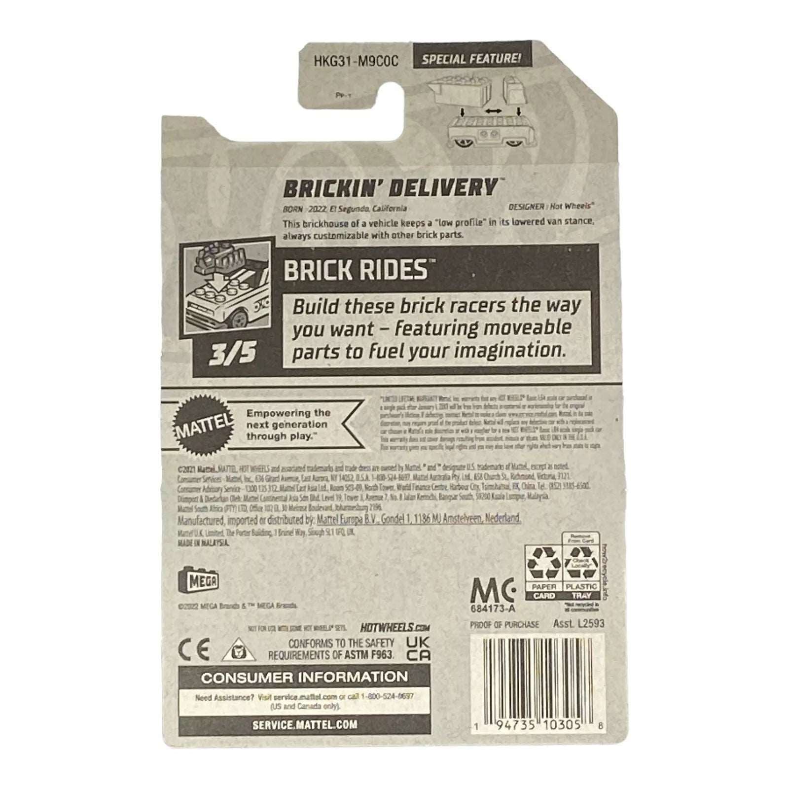 Hot Wheels Brickin' Delivery - Brick Rides Series 3/5 - Collectors World Toys