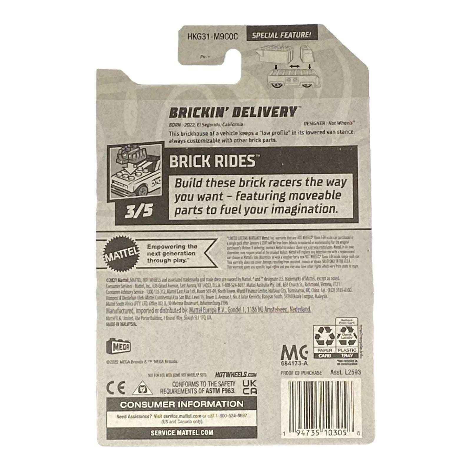 Hot Wheels Brickin' Delivery - Brick Rides Series 3/5 -