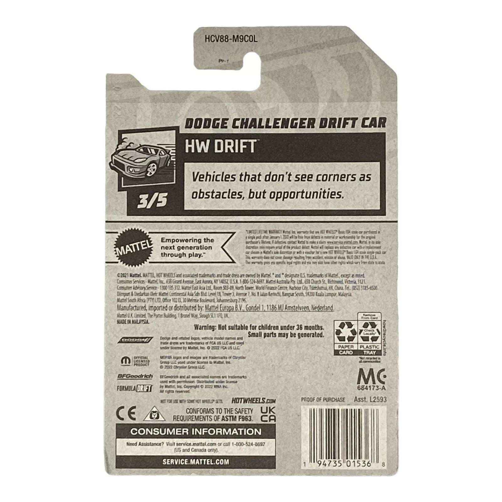 Hot Wheels Dodge Challenger Drift Car - HW Drift Series 3/5 Secondary image