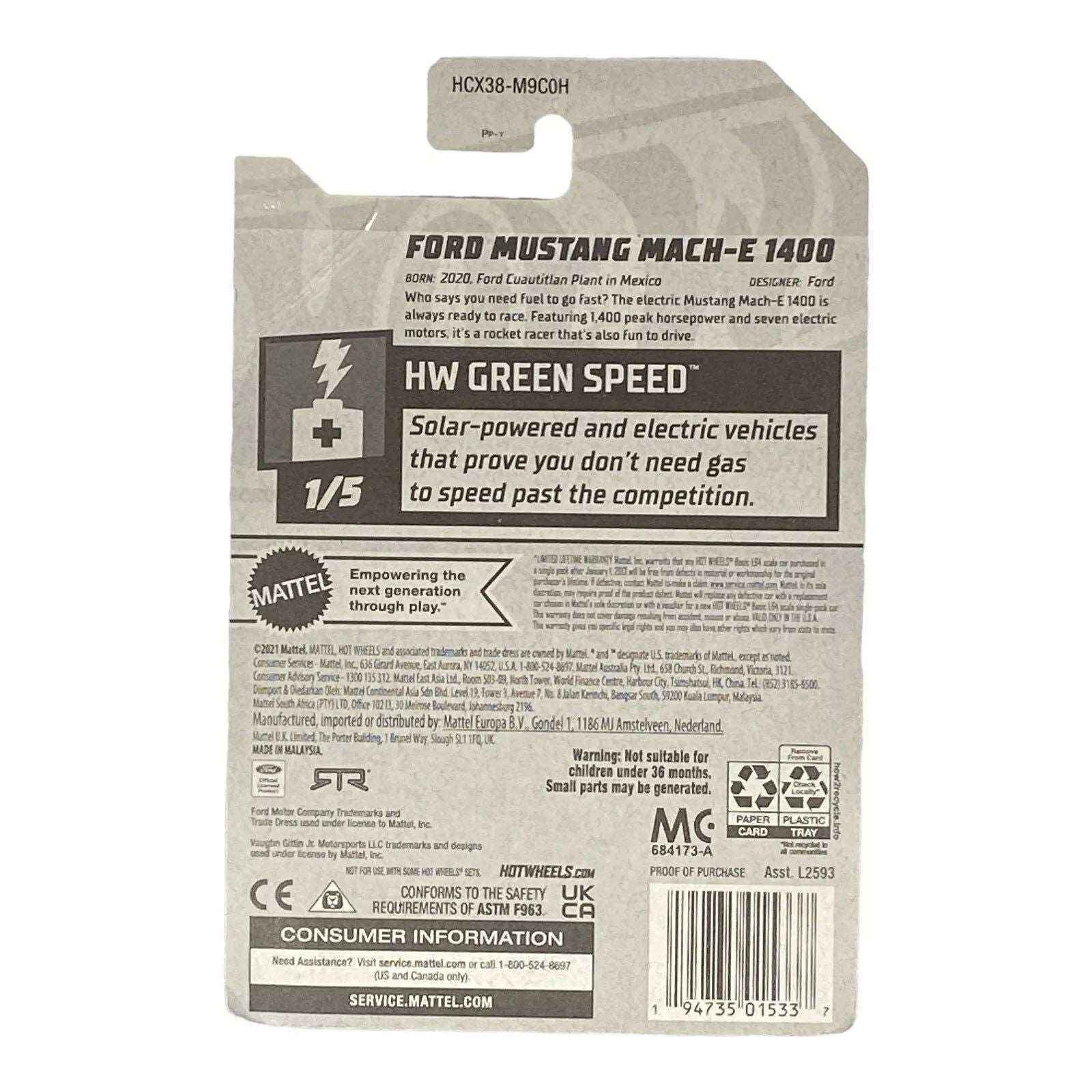 Hot Wheels Ford Mustang Mach-E 1400 - Green Speed Series 1/5 Secondary image