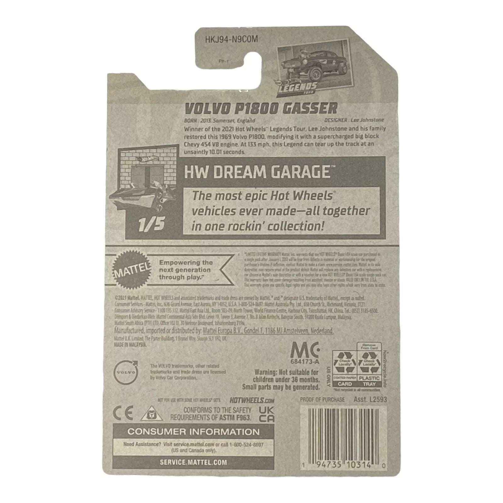 Hot Wheels Volvo P1800 Gasser - Dream Garage Series 1/5 -