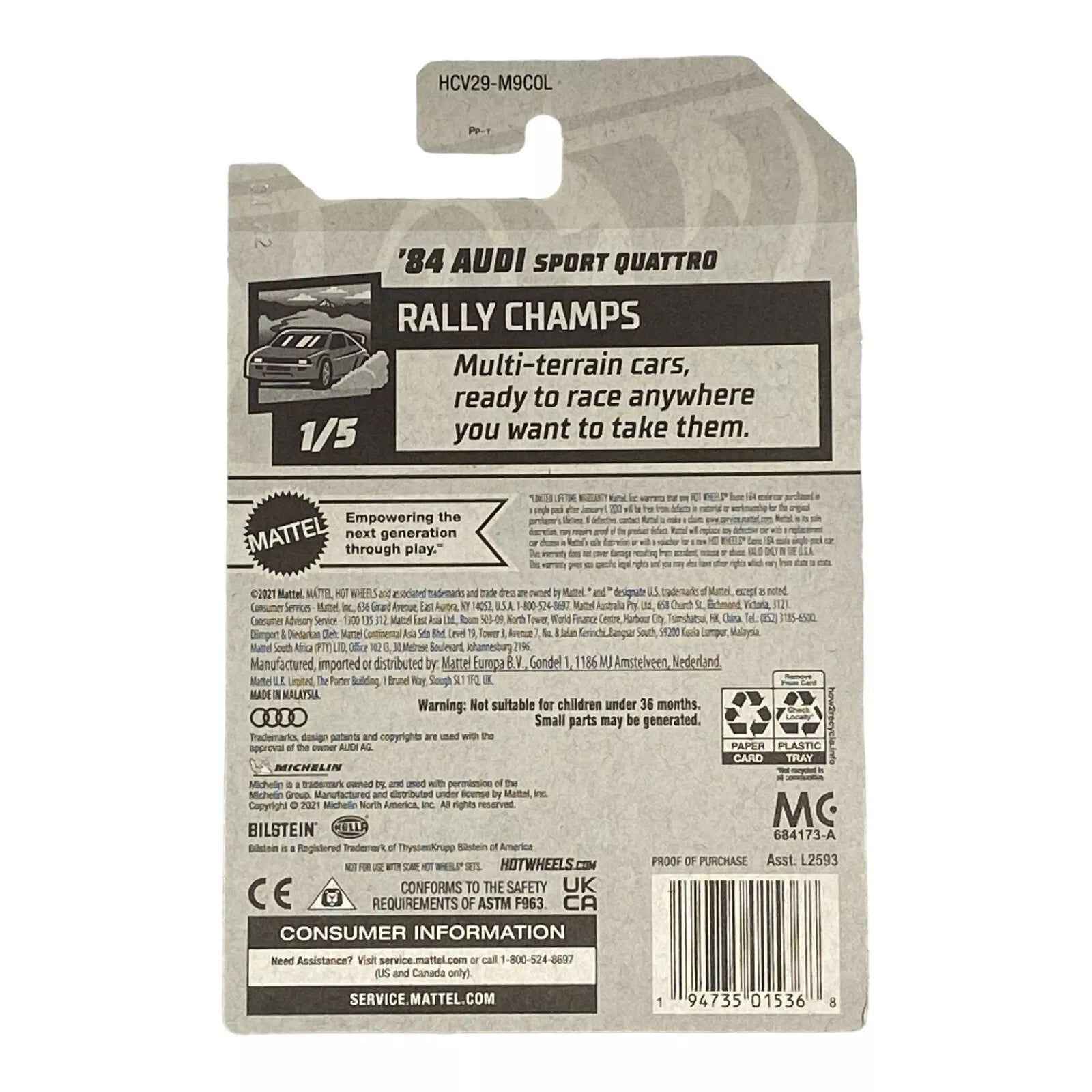 Hot Wheels '84 Audi Sport Quattro - Rally Champs Series 1/5