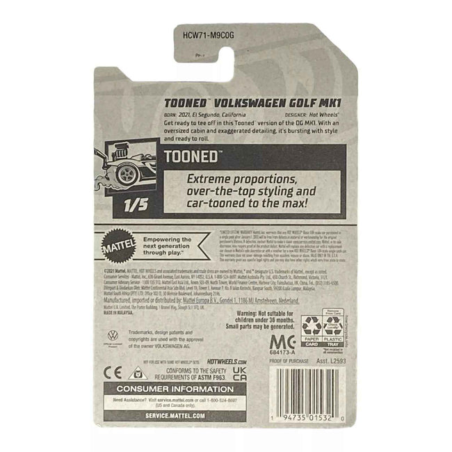 Hot Wheels Tooned Volkswagen Golf MK1 - Tooned Series 1/5 Main Image