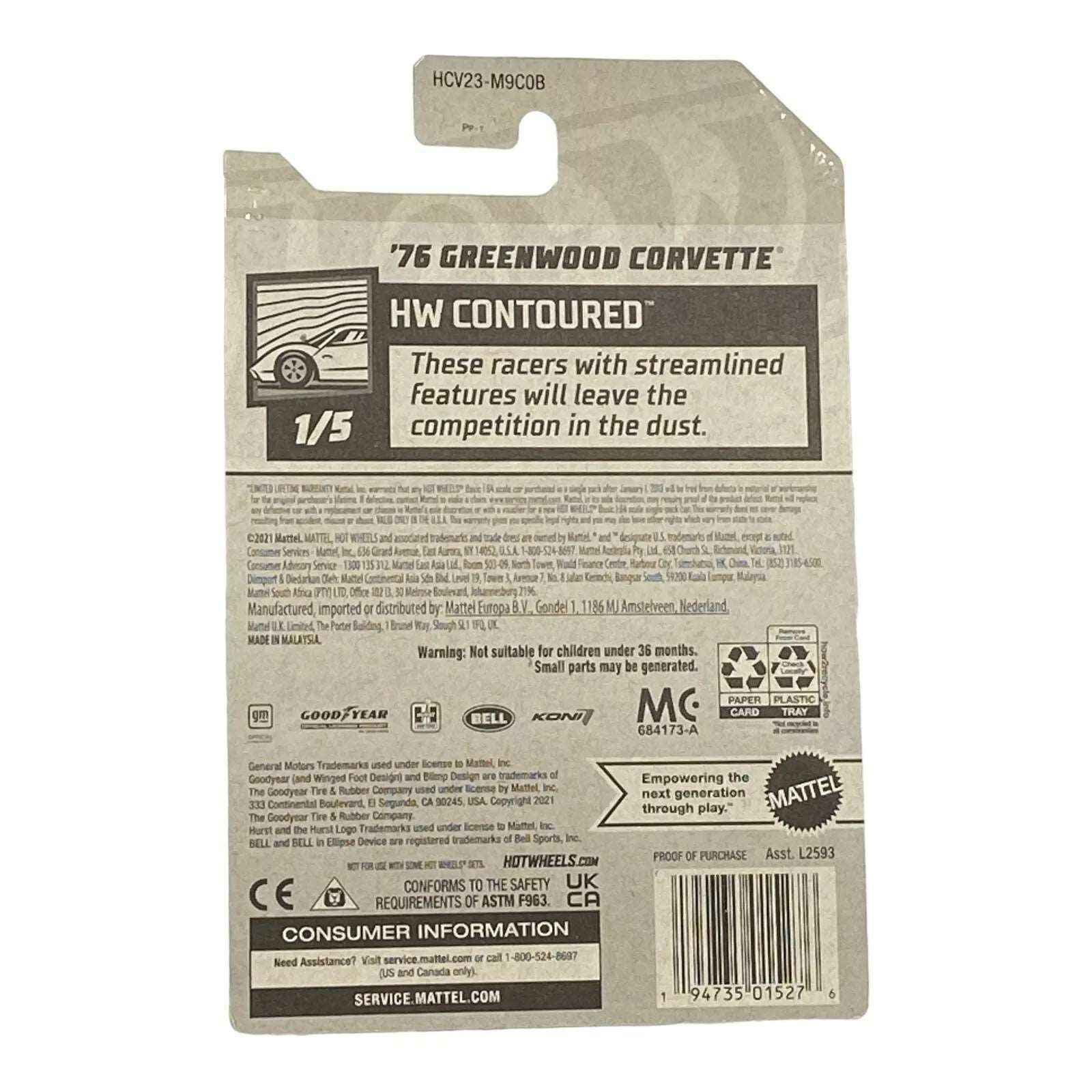 Hot Wheels '76 Greenwood Corvette - Contoured Series 1/5