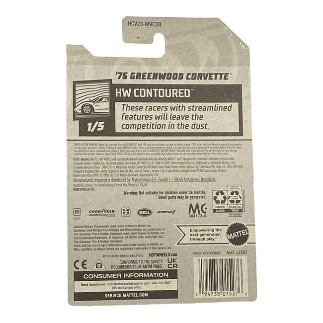 Hot Wheels '76 Greenwood Corvette - Contoured Series 1/5 Main Image