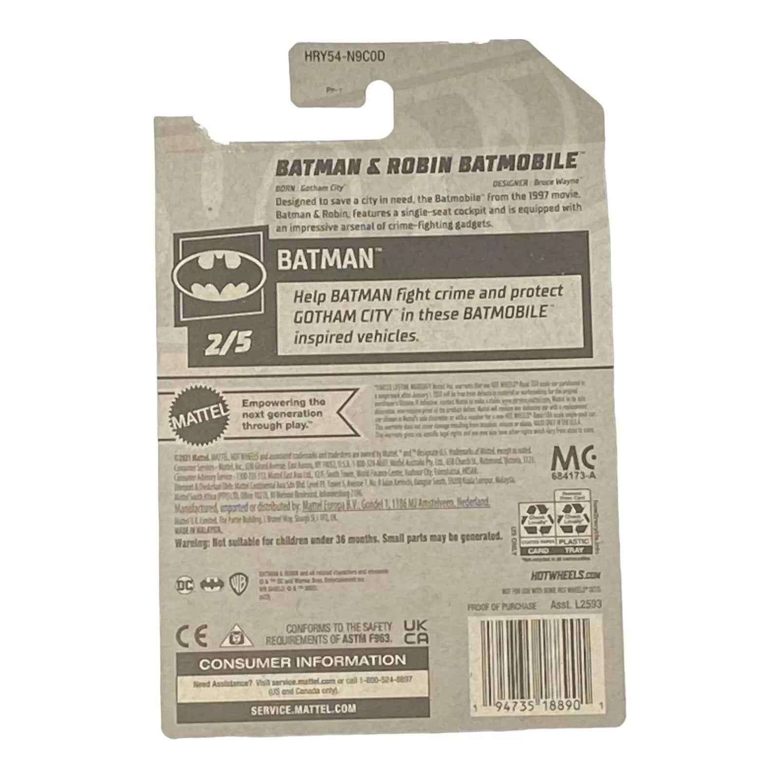 Hot Wheels Batman & Robin Batmobile - Batman Series 2/5 -