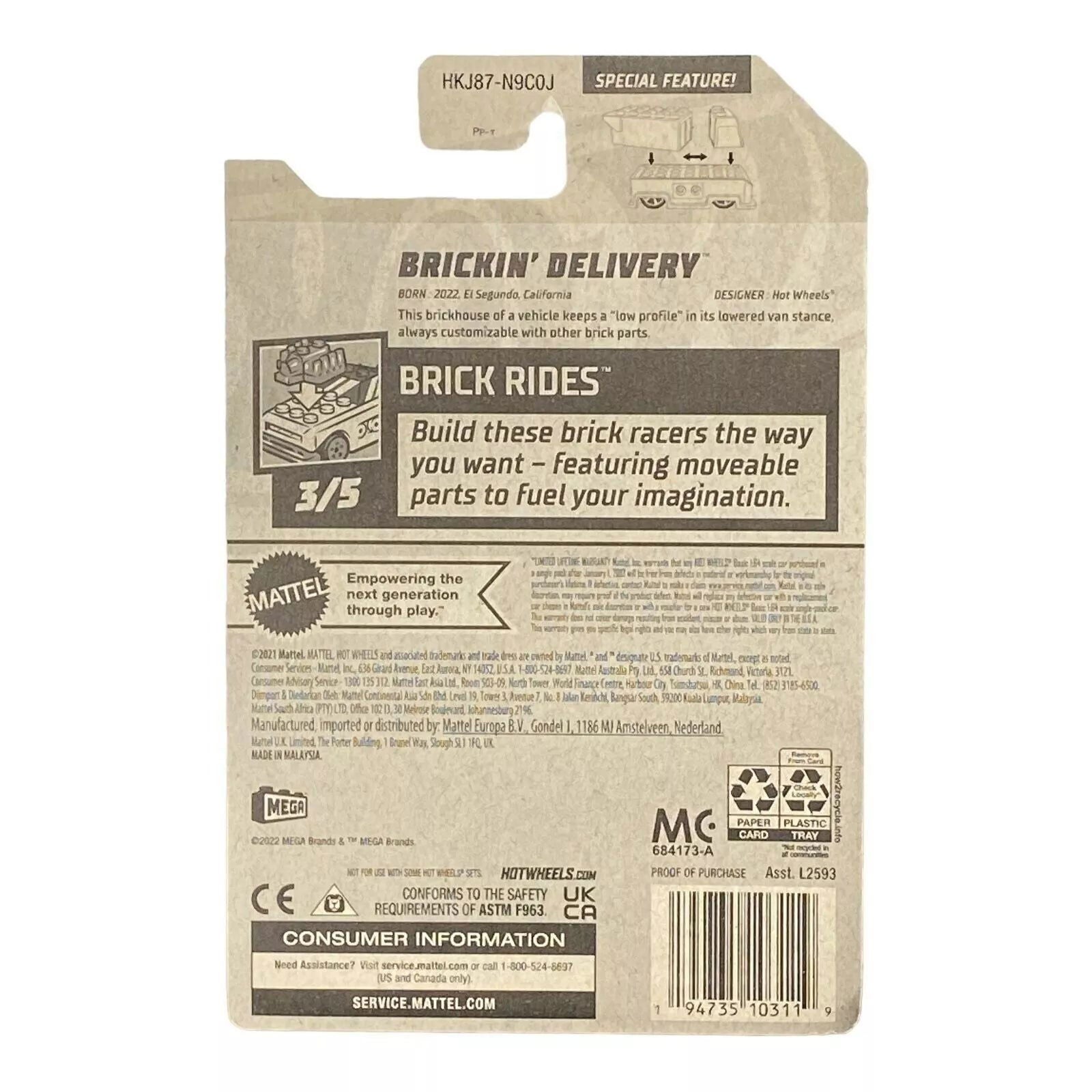 Hot Wheels Brickin' Delivery - Brick Rides Series 3/5 - Collectors World Toys