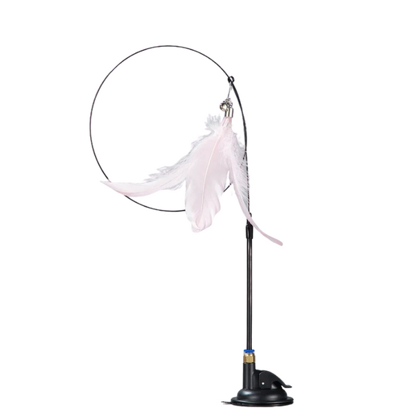 Interactive Cat Teaser Stick with Natural Feathers & Suction Cup