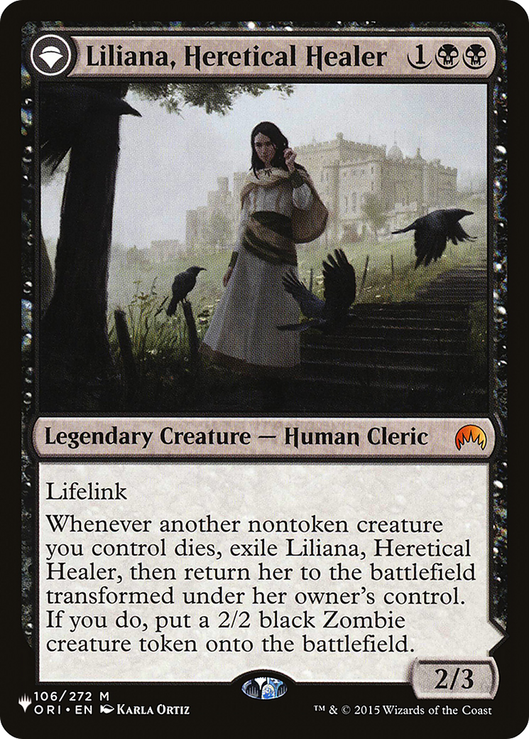 Liliana, Heretical Healer // Liliana, Defiant Necromancer (LIST-ORI-106) - The List: (originpwdfc)
