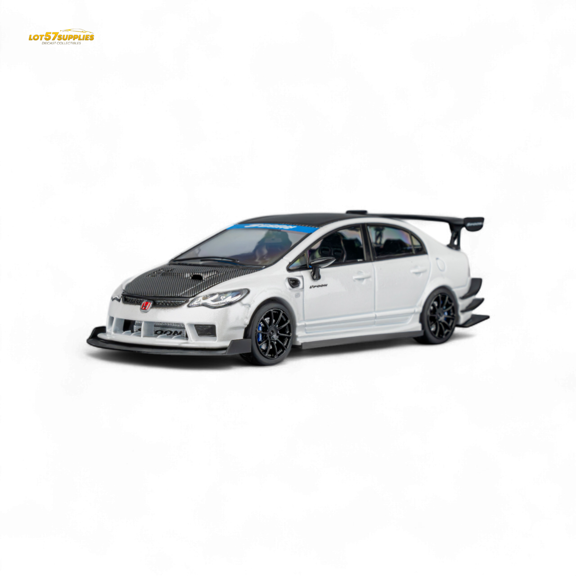 (Pre-Order) Microturbo Honda Civic Type R FD2 Spoon Sports - Metallic White 1:64 - Collectors World Toys