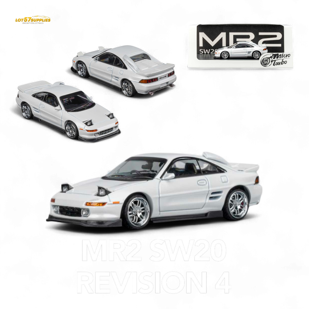 (Pre-Order) Microturbo Toyota MR-2 SW20 Revision 4 V2 – White 1:64 - Collectors World Toys