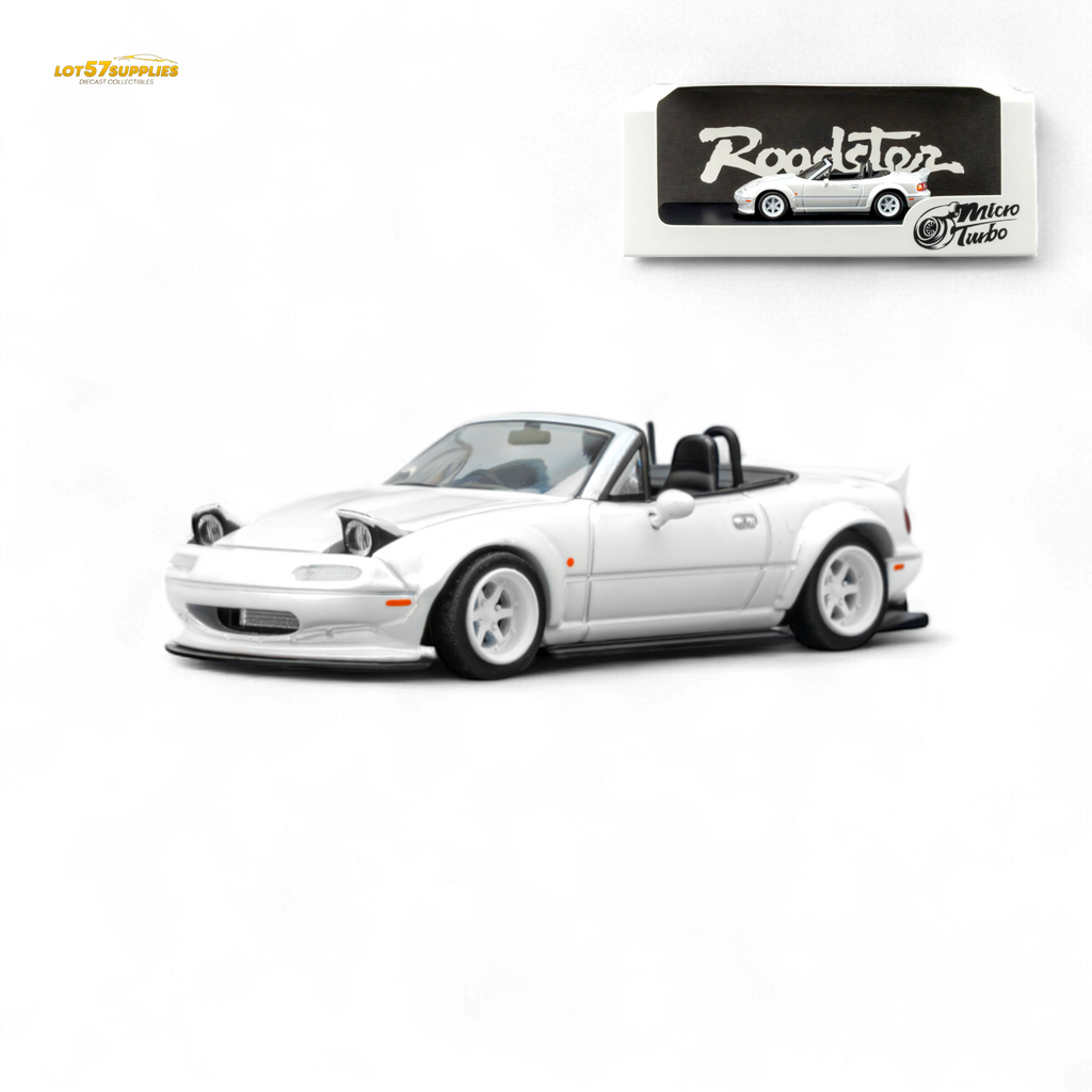 (Pre-Order) Microturbo Custom MX5 Rocket Bunny - Metallic White 1:64 - Collectors World Toys