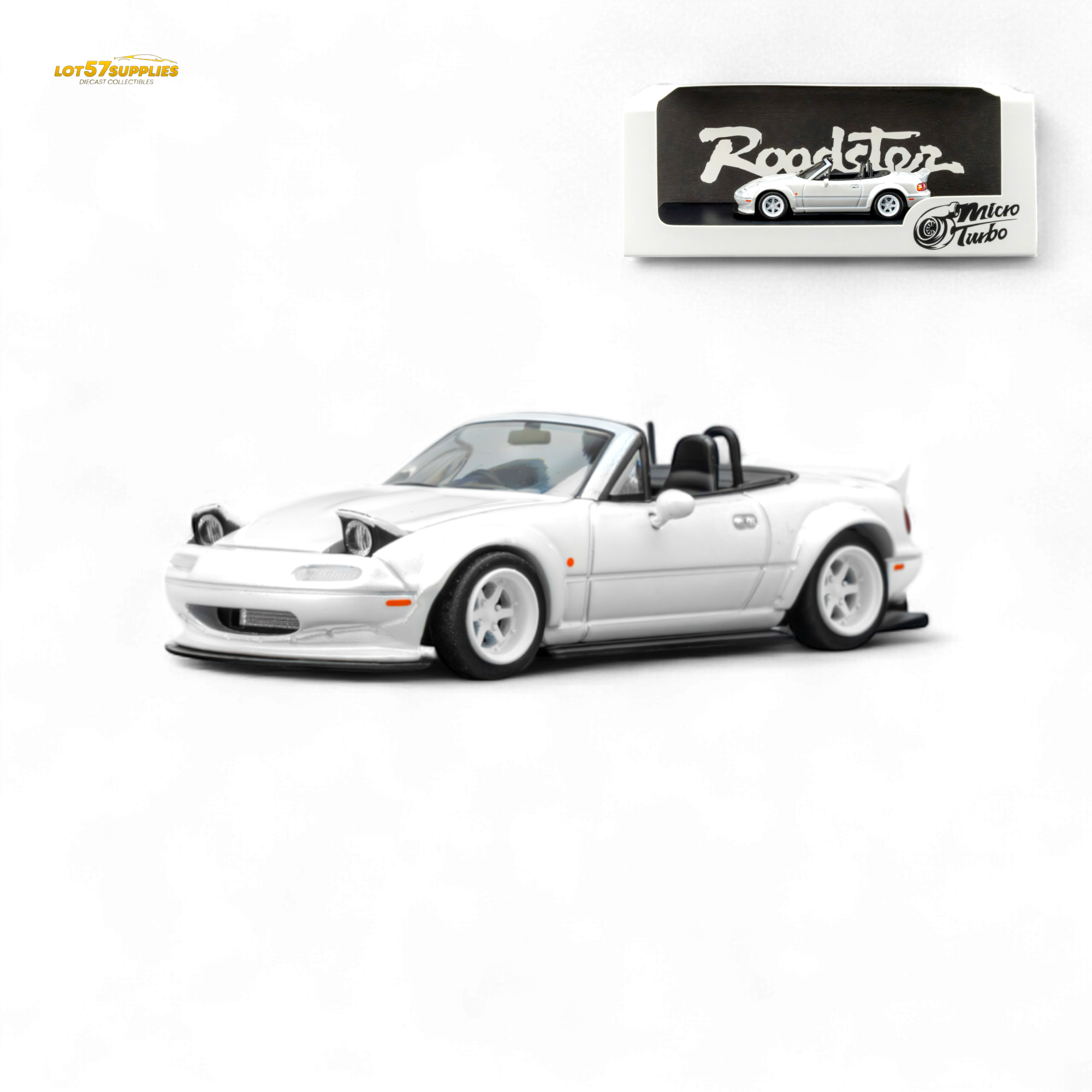 (Pre-Order) Microturbo Custom MX5 Rocket Bunny - Metallic White 1:64 - Collectors World Toys