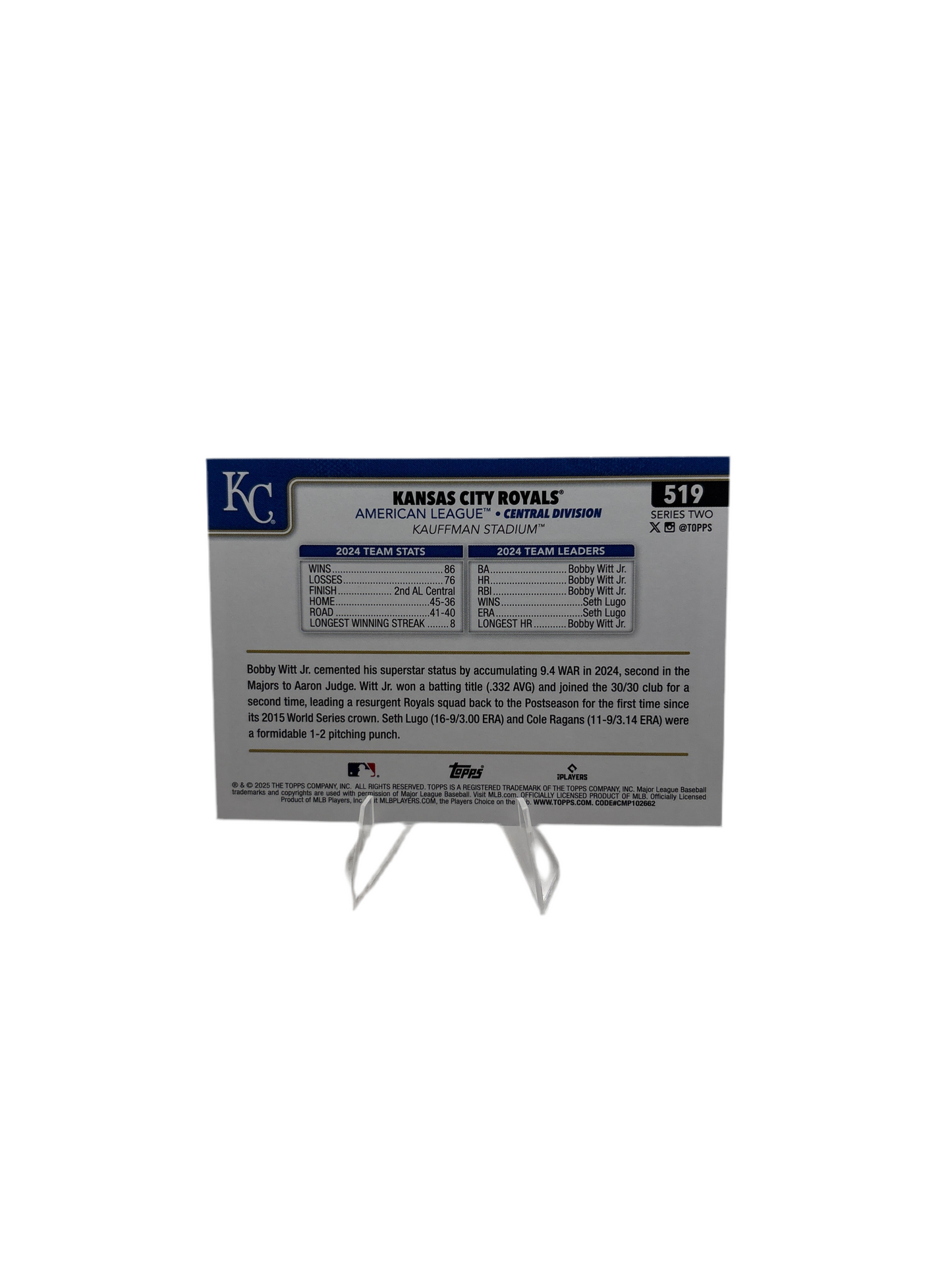 Topps Kansas City Royals Team Card