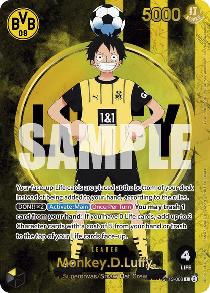 Monkey.D.Luffy (BVB x One Piece Campaign) - One Piece TCG Promotion Cards (OP-PR) + Official Poster signed by 3 Players
