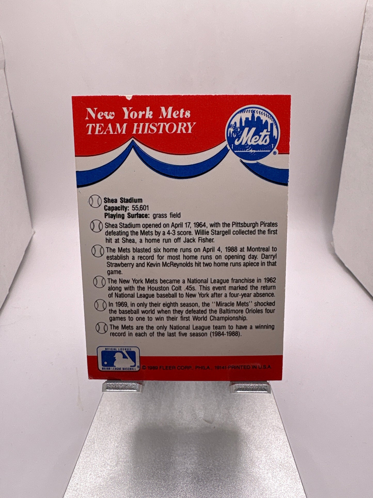 Fleer New York Mets Baseball Sticker Sports Card