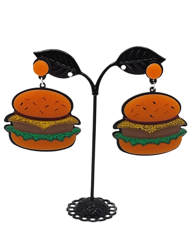 Cheese burger earrings Hover Image