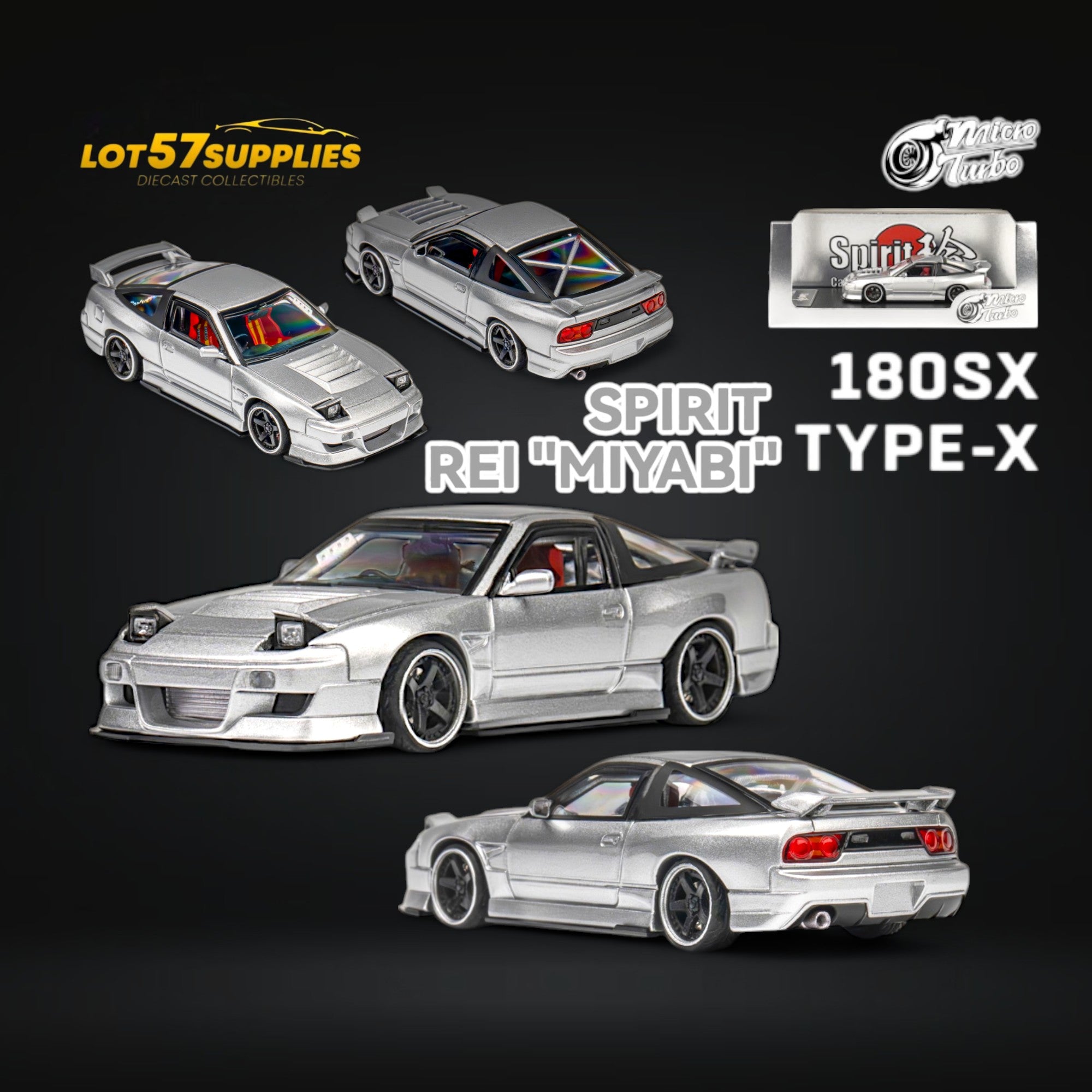 MicroTurbo Custom 180SX Miyabi 180SX Metallic Silver 1:64 Main image