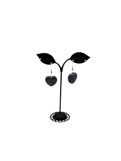 Blue Stone Heart Earrings