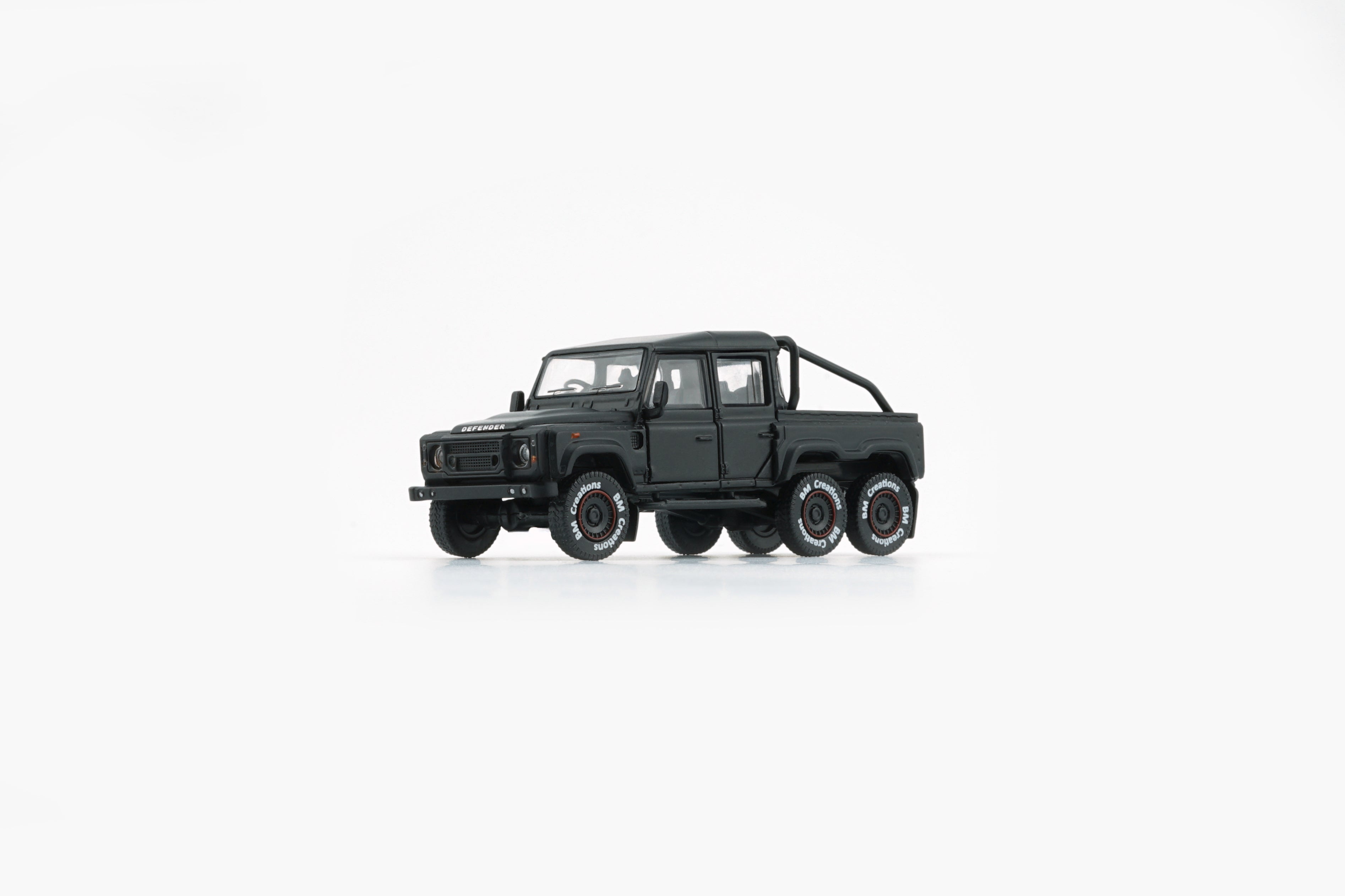 BM Creations 2016 Land Rover Defender 110 Pick Up 6x6 Off Road Matte Blk RHD 1:64 64B0339 - Collectors World Toys