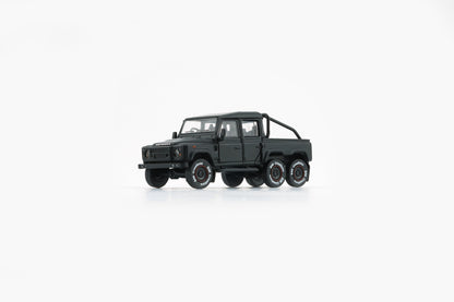 BM Creations 2016 Land Rover Defender 110 Pick Up 6x6 Off Road Matte Blk RHD 1:64 64B0339