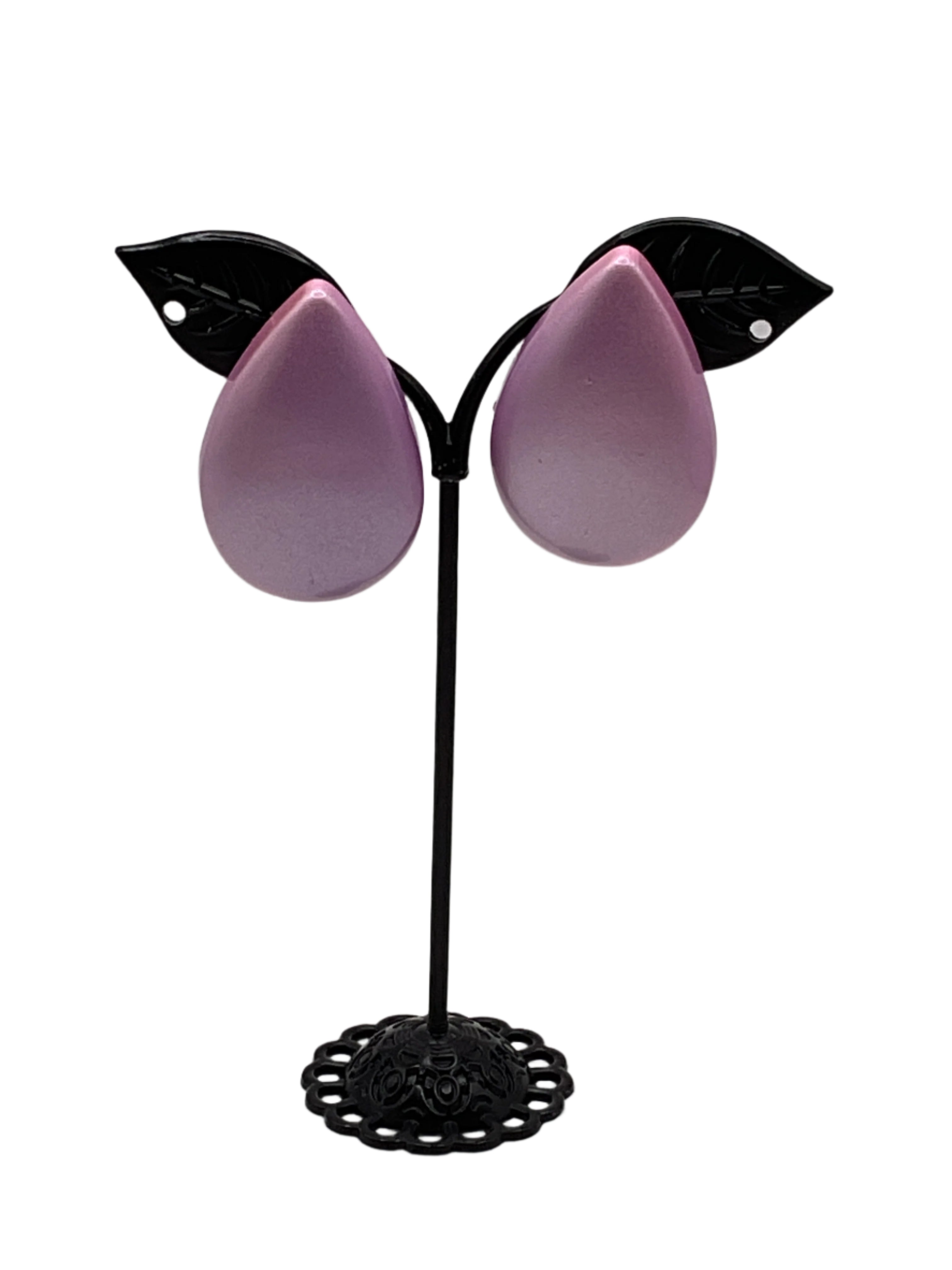 Large Pink And Purple Tear Drop Earrings Main image