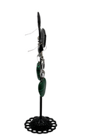 Green and black heart earrings