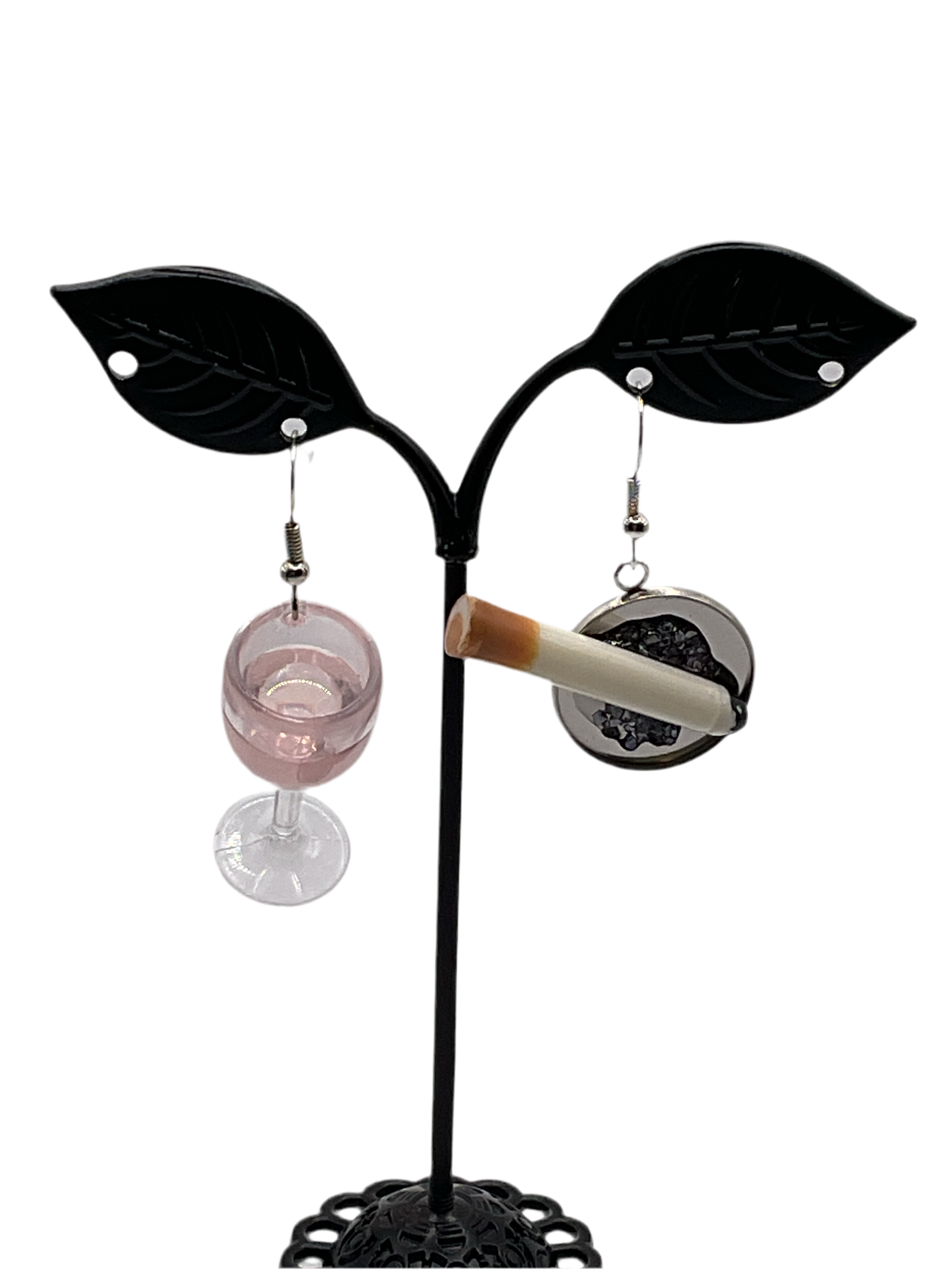 Cigarette and wine earrings Main image