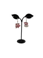 Pink cow earrings