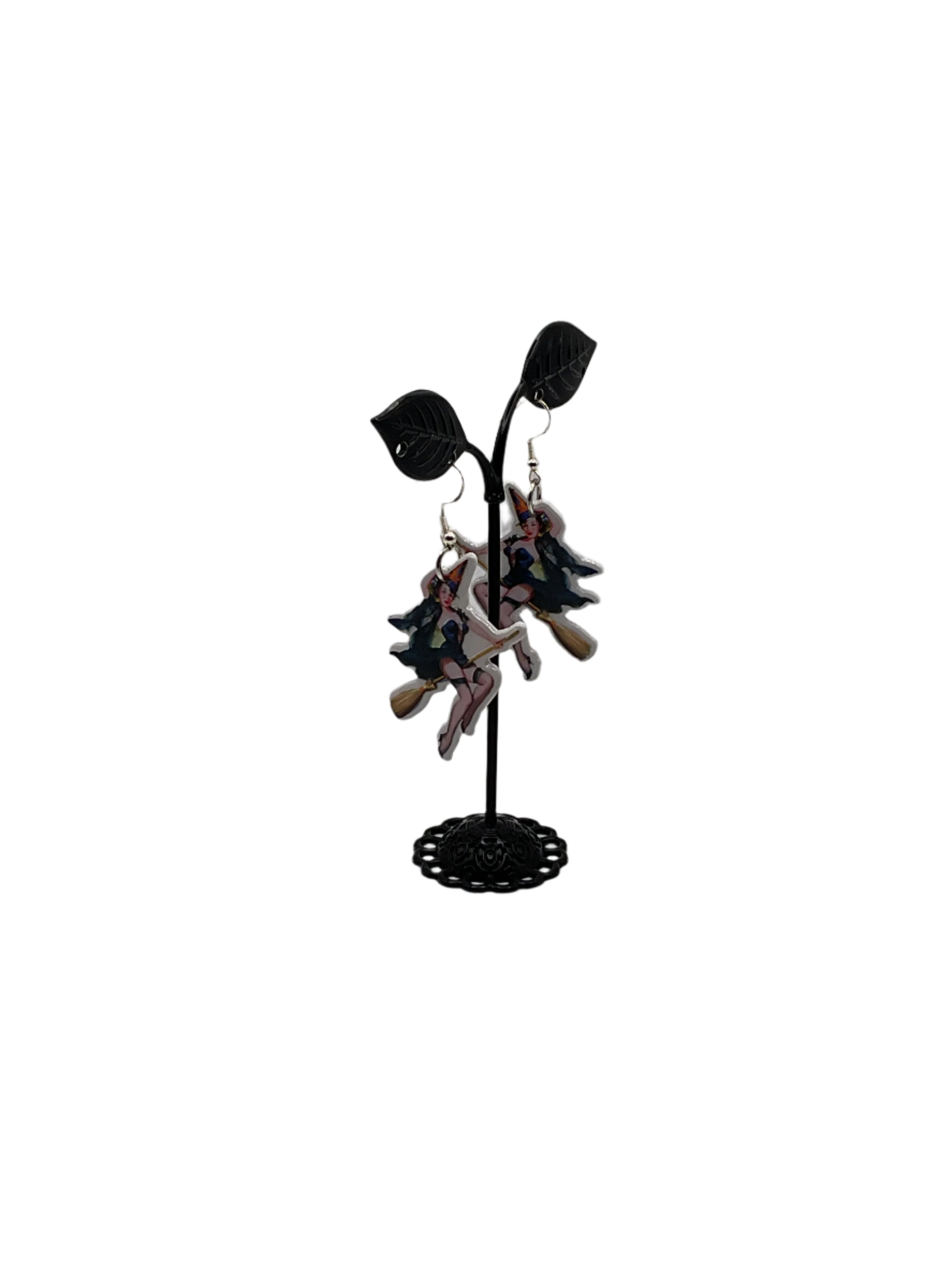 Witch on a broom Earrings