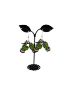 Green Christmas Hands with Blunt Earrings