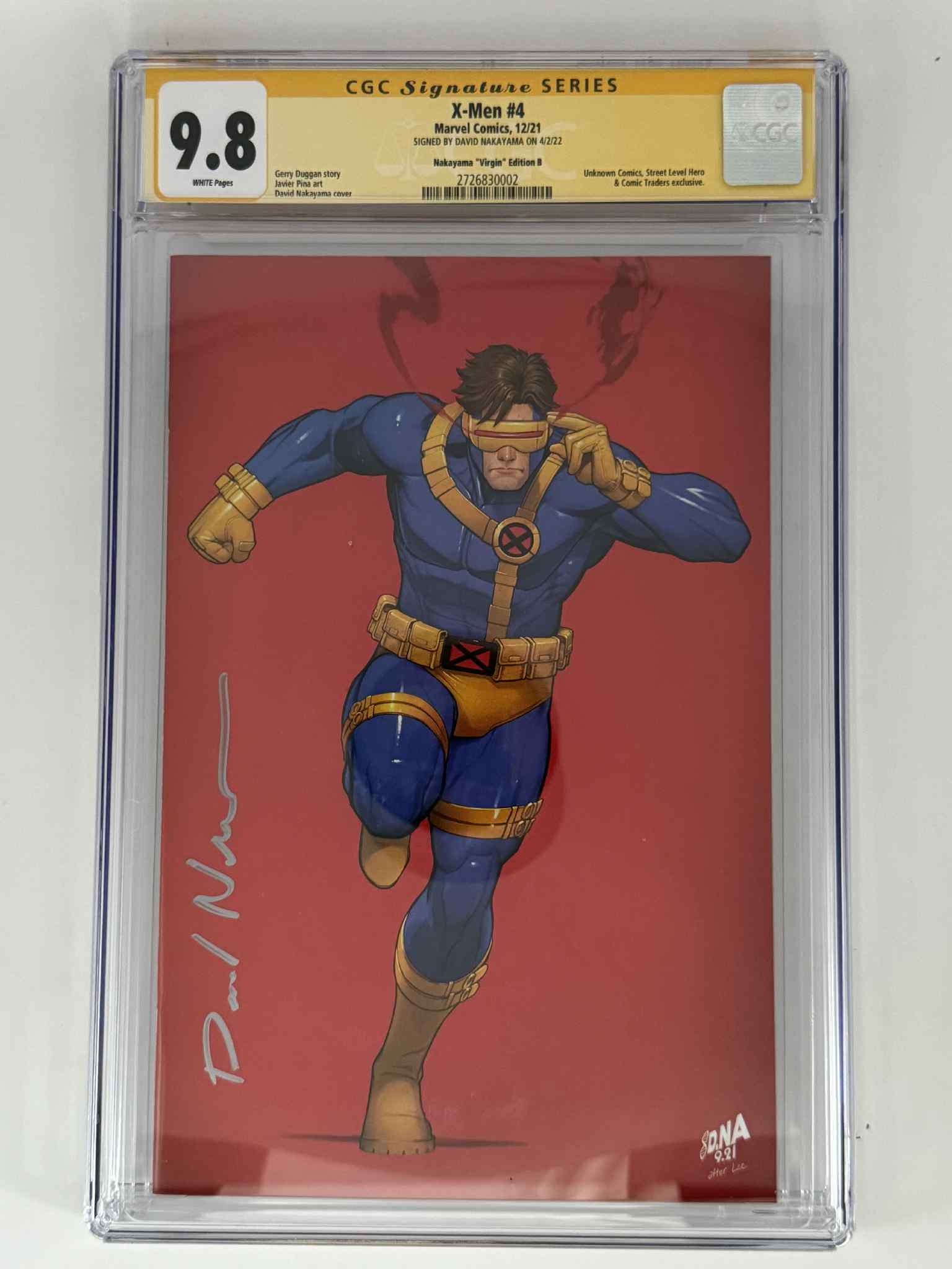 [Signed by David Nakayama] X-Men #4 CGC 9.8 Yellow Label Exclusive Virgin 5 Year Anniversary Color Bleed Var Main image