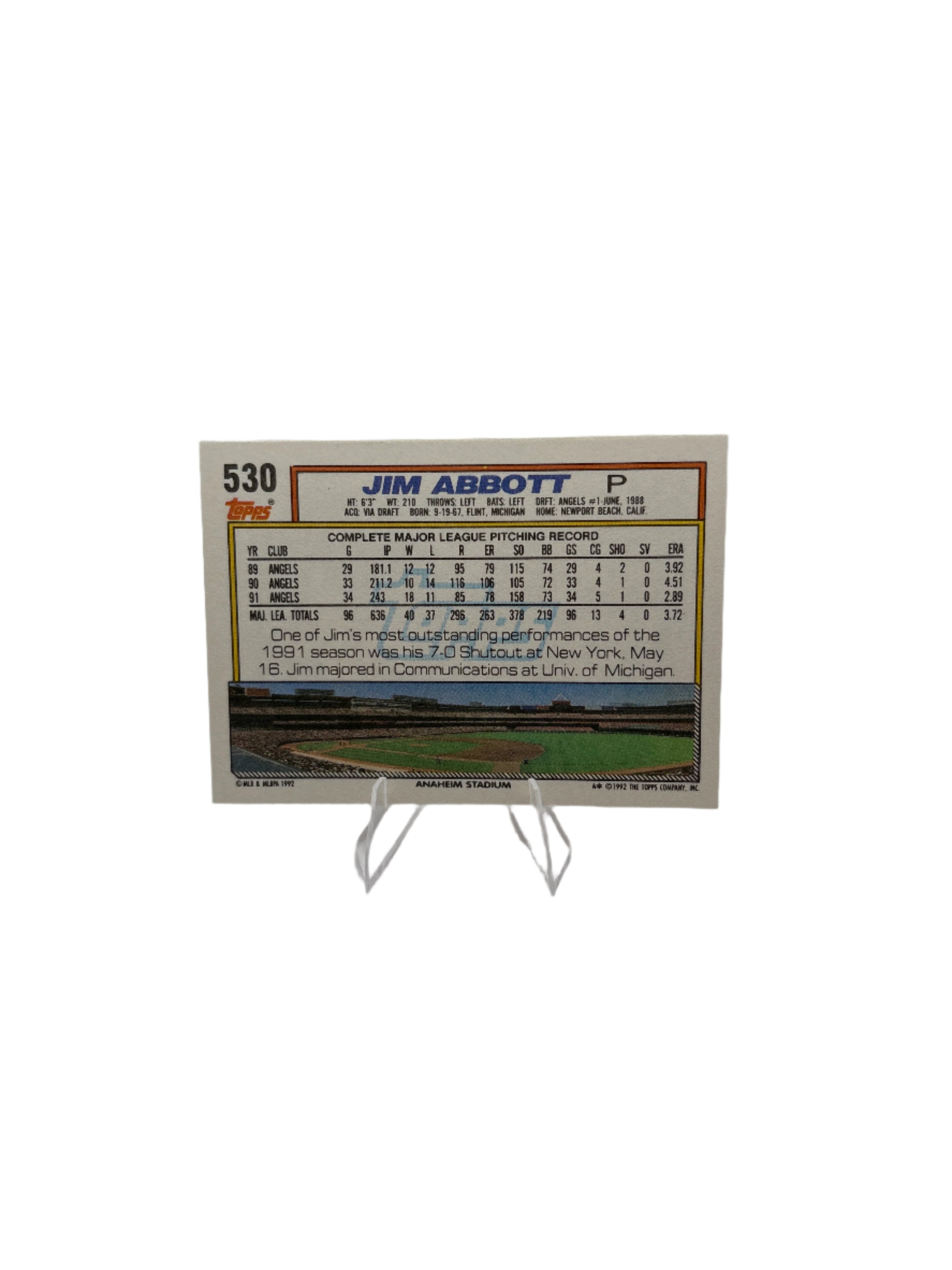 Topps Jim Abbott