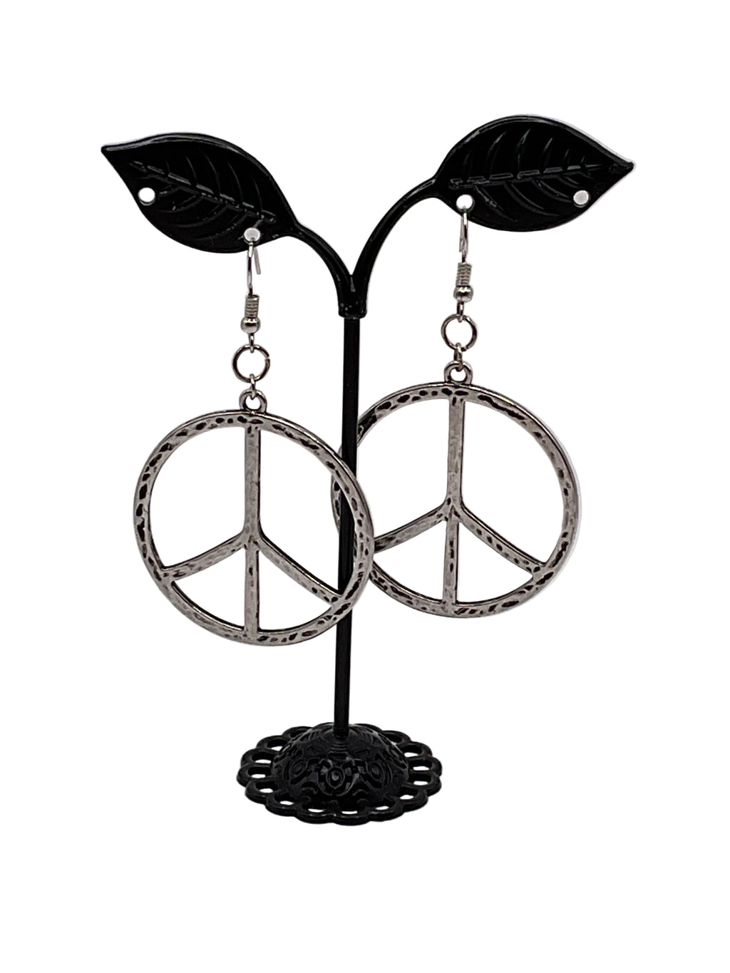 Silver peace sign earrings