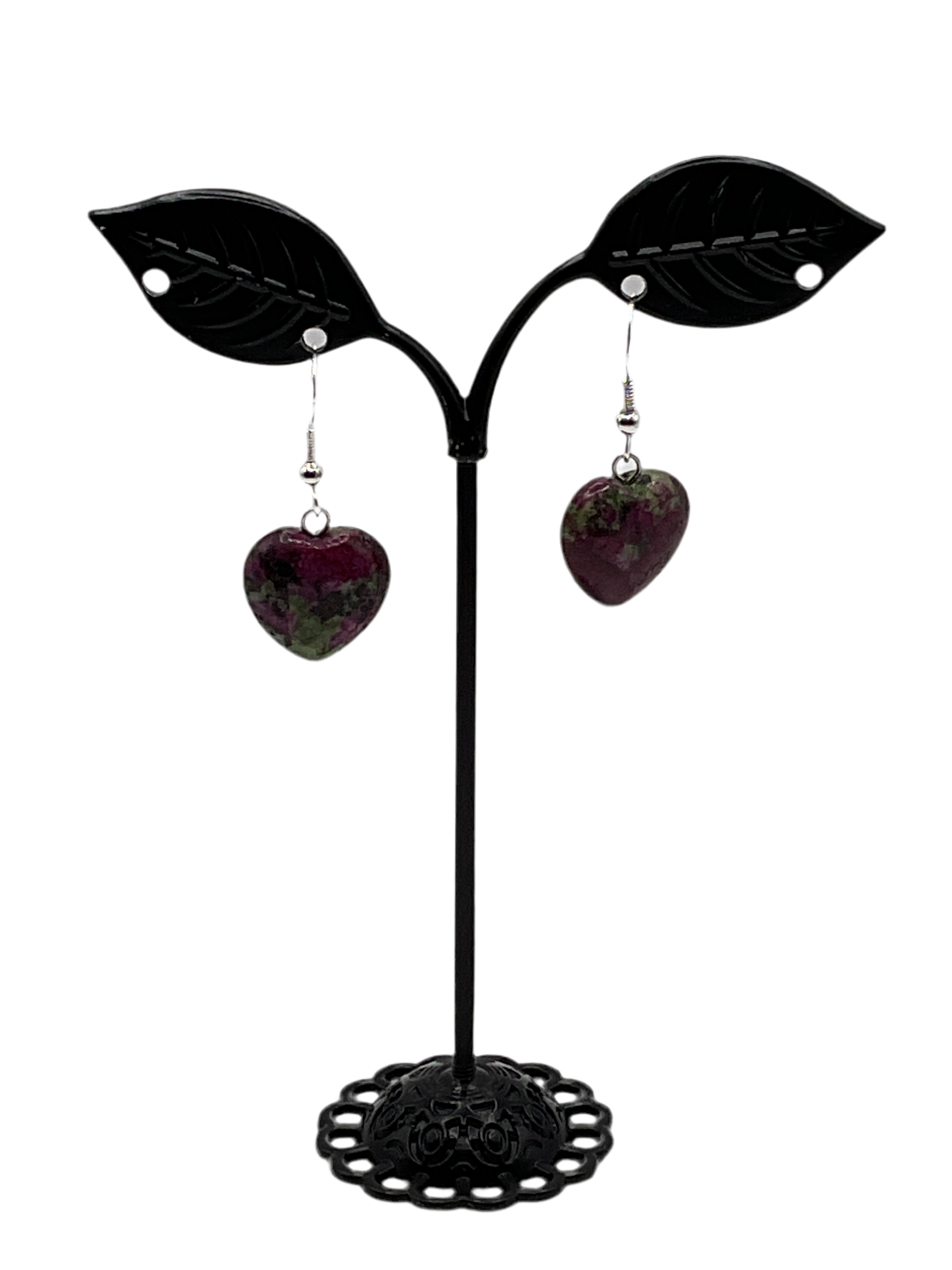 Green and purple earrings Main image