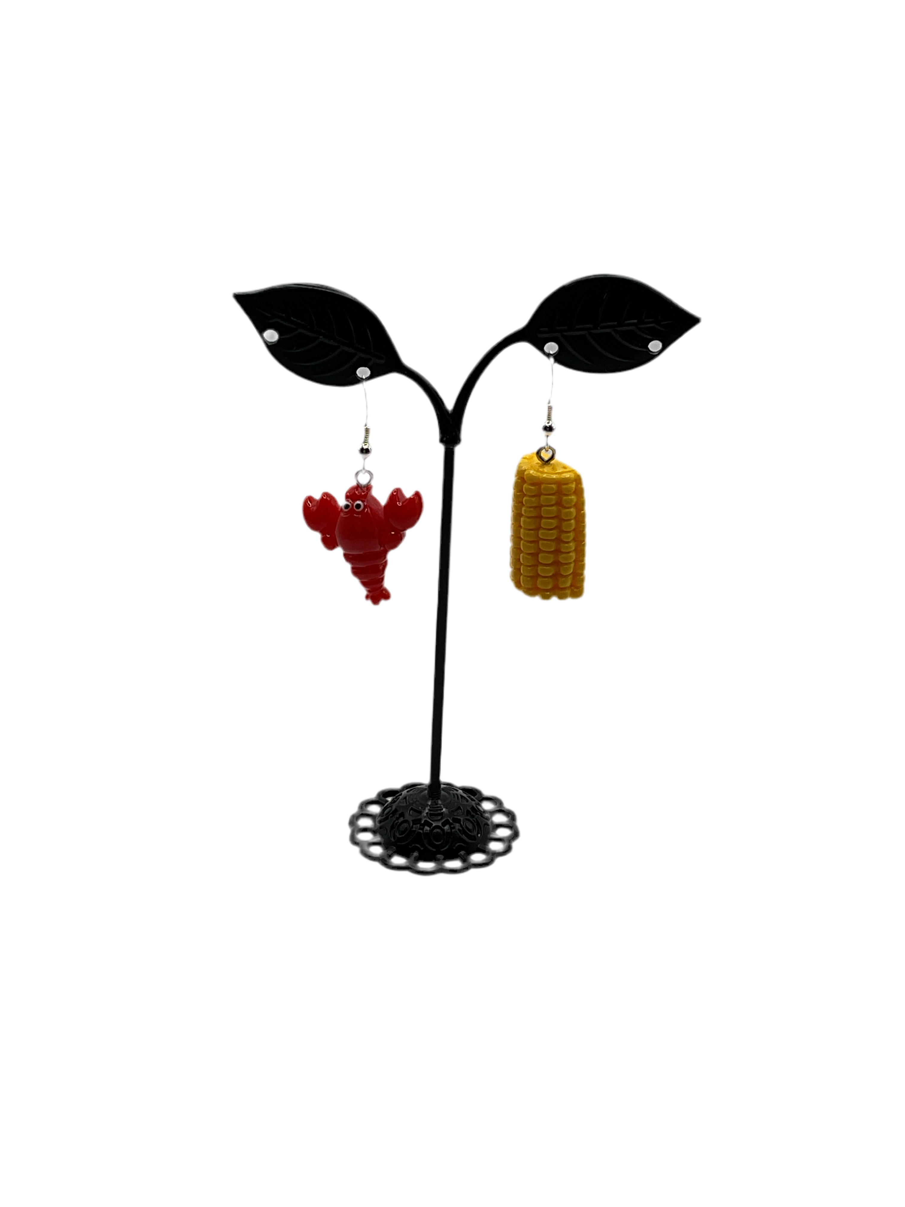 Crawfish and corn earrings