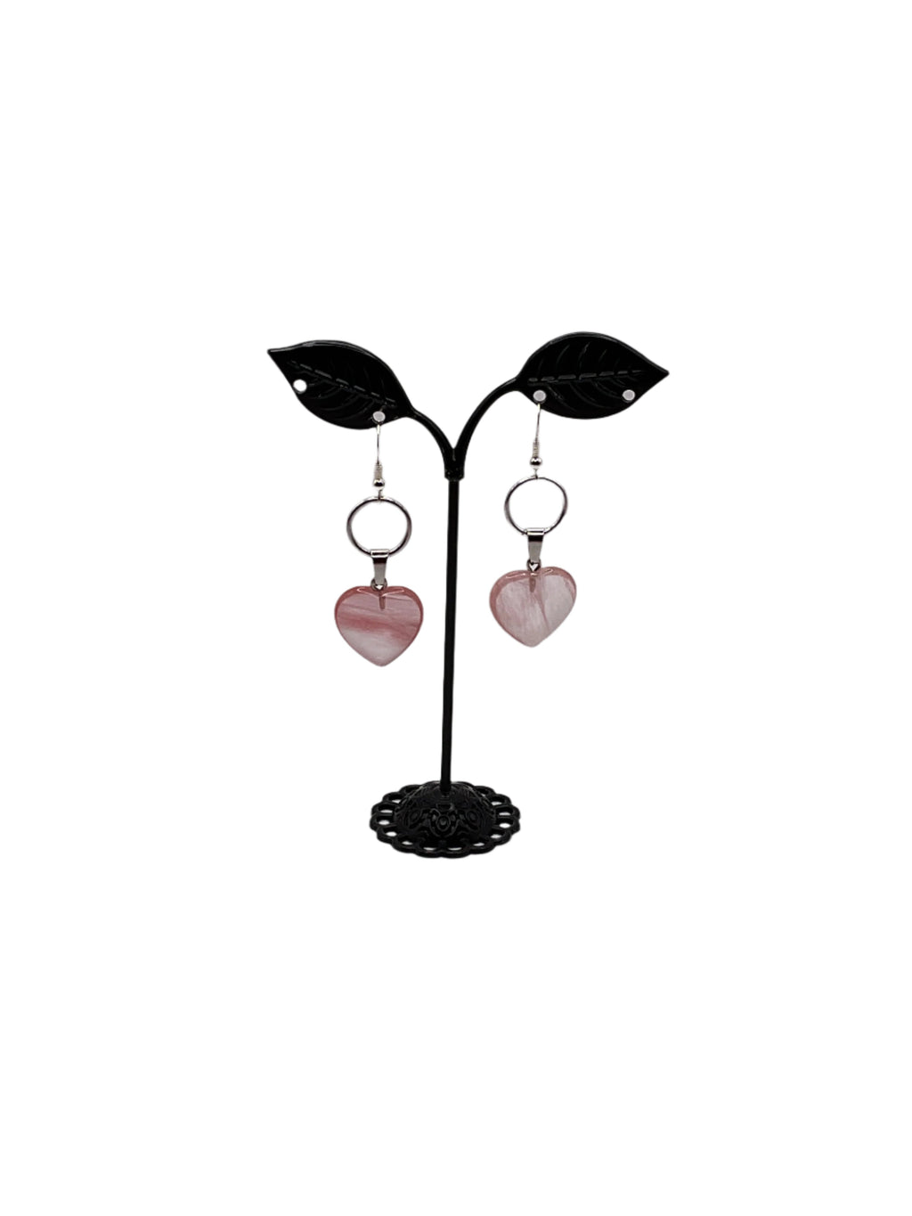 Rose Quartz Heart Earrings