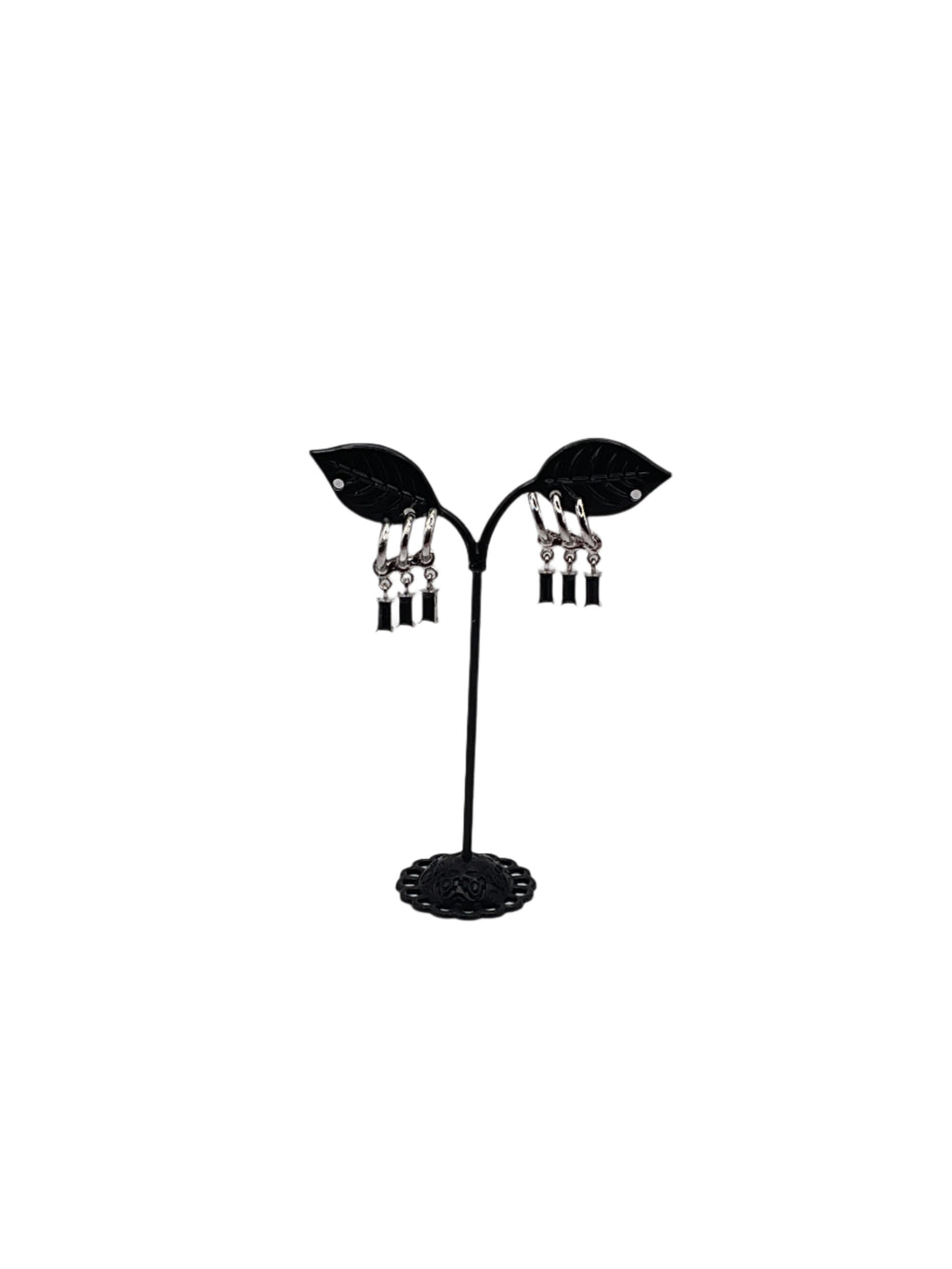 Black Dangling Gem Earrings