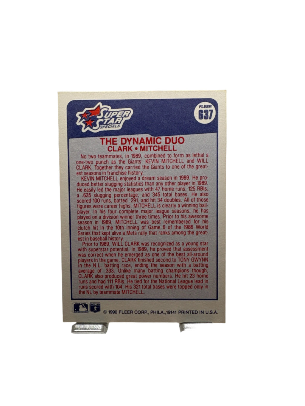 Fleer Will Clark Kevin Mitchell