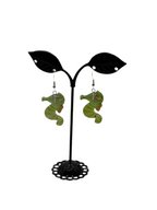 Green and Yellow Seahorse earrings