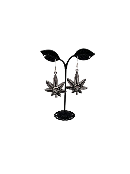 Weed and Skull Earrings
