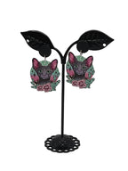 Grey Hairless Cat Earrings