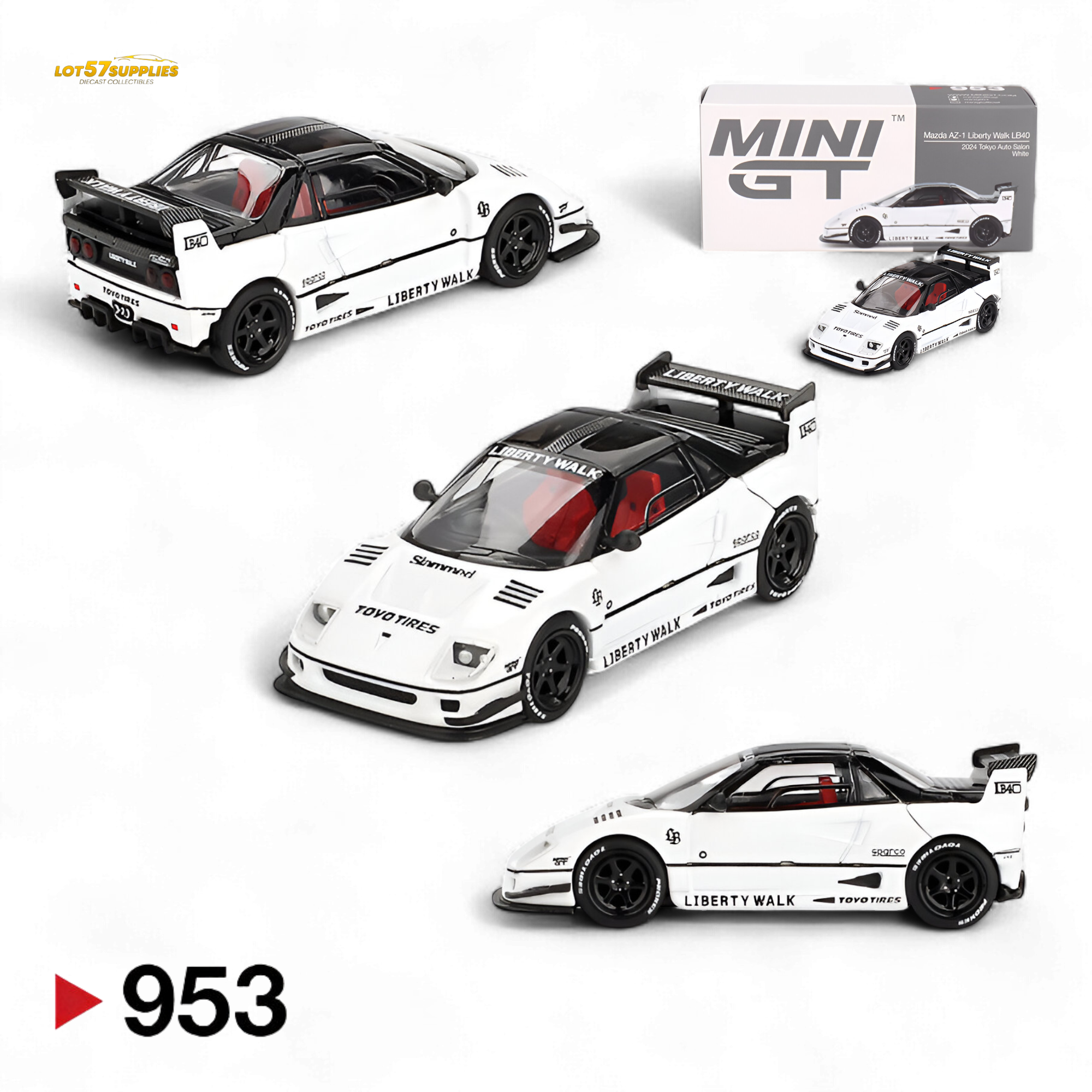 Mini-GT Mazda AZ-1 Liberty Walk LB40 White 2024 Tokyo Auto Salon 1:64