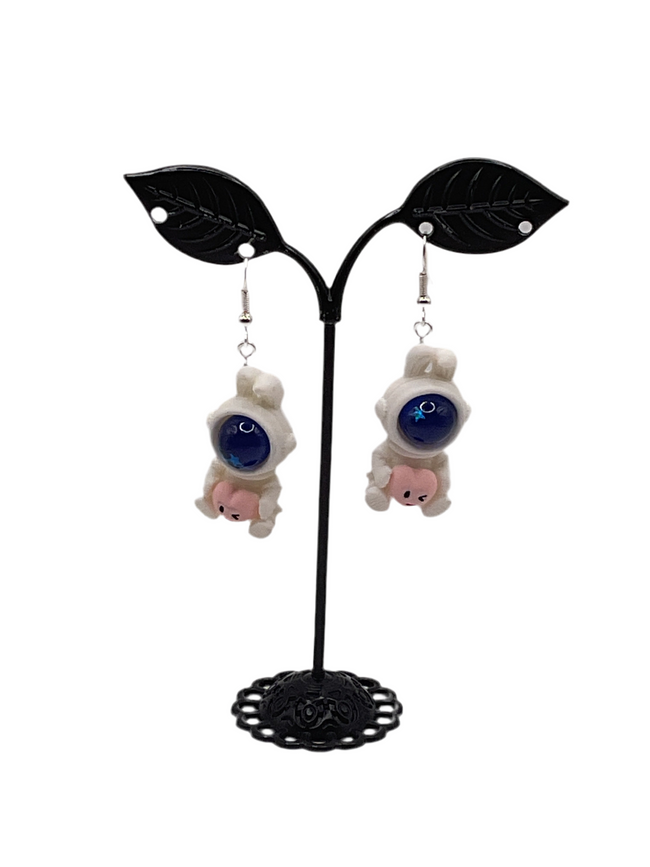 Bunny astronaut earrings Hover Image