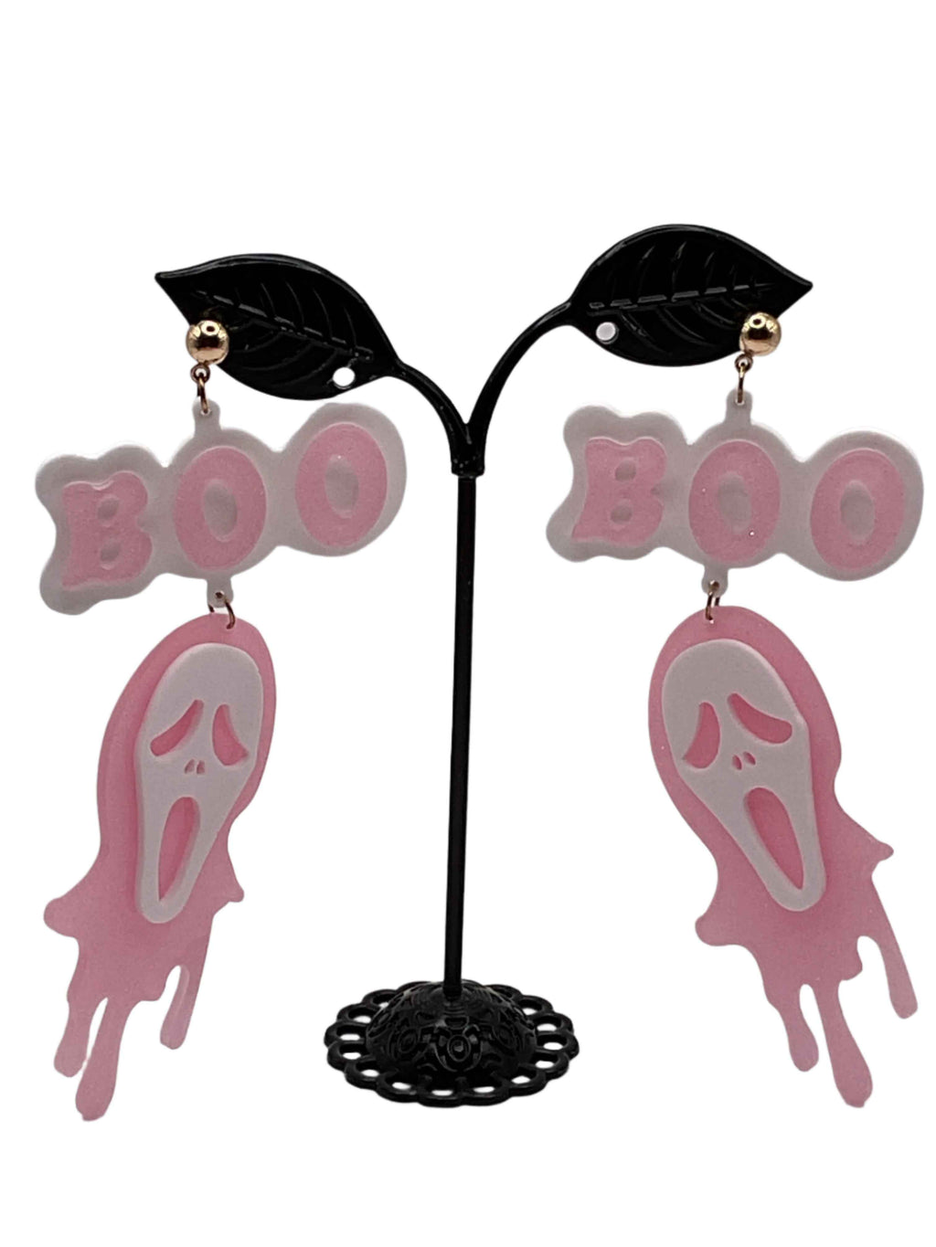 Pink scream boo earrings