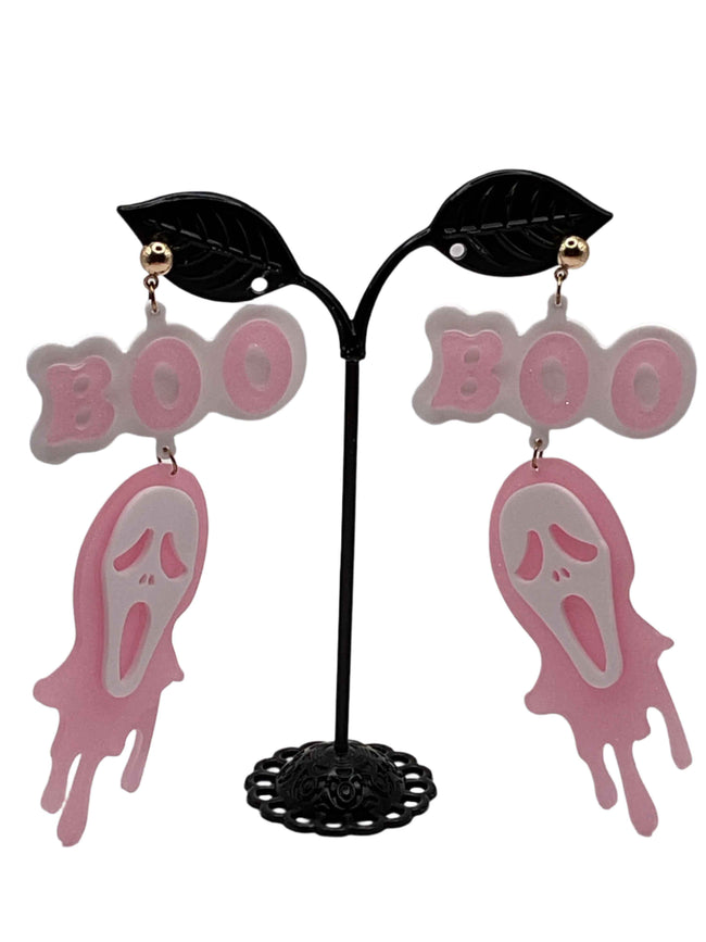 Pink scream boo earrings Hover Image