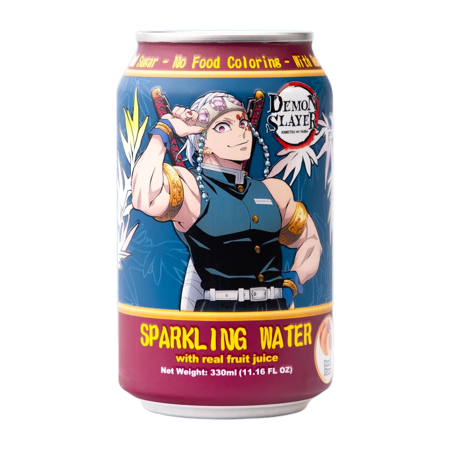 Demon Slayer Peach Sparkling Water – 11.16 fl oz (330 ml) Cans – Tengen Uzui Collectible Anime Drink (1 Can) Main image