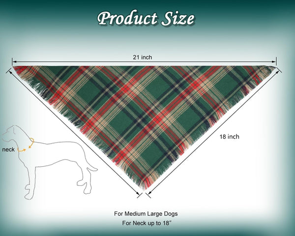 2PCS Christmas Dog Bandanas – Red and Green Plaid with Tassels