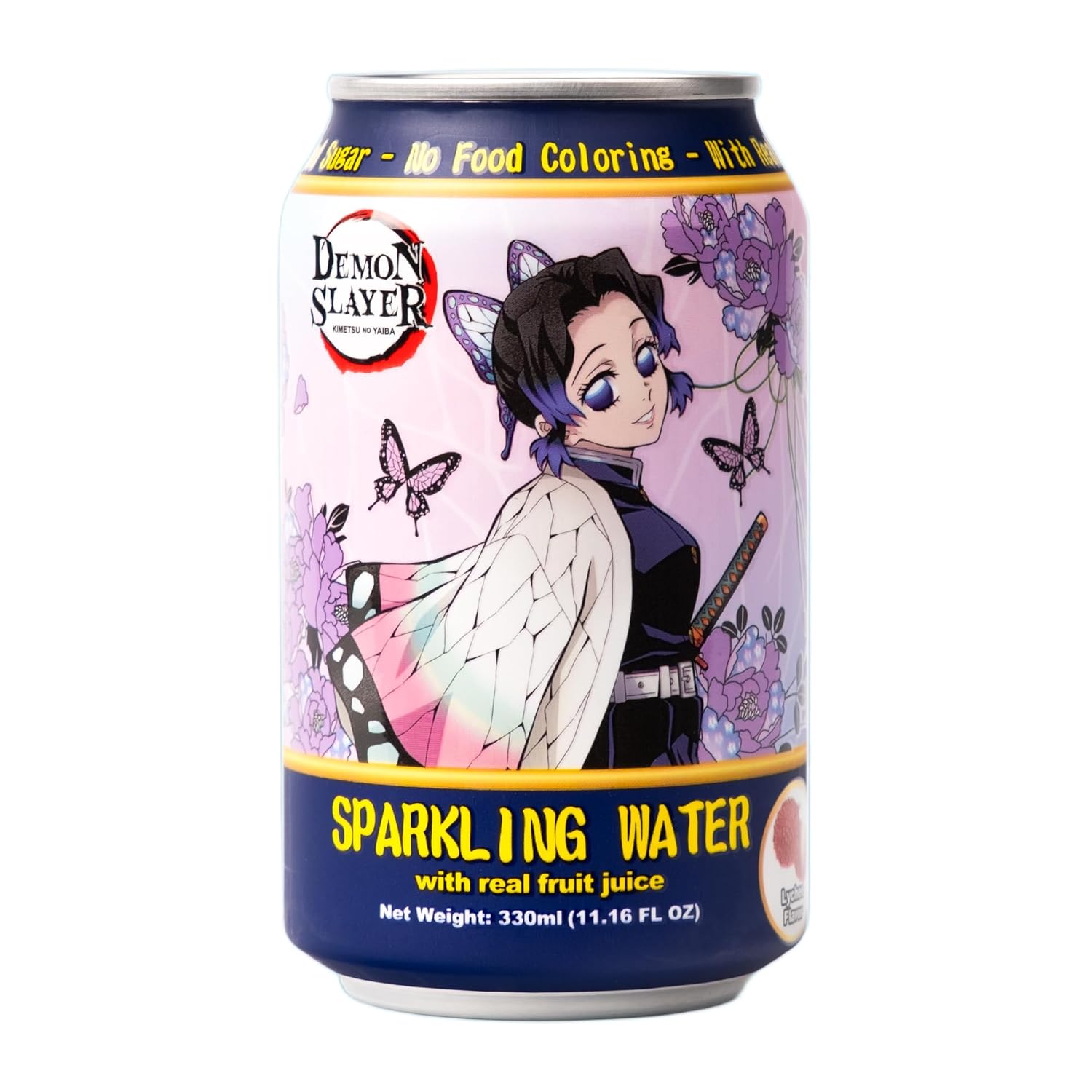 Demon Slayer Lychee Sparkling Water – 11.16 fl oz (330 ml) Cans – Shinobu Kocho Collectible Anime Drink (1 Can) Main image