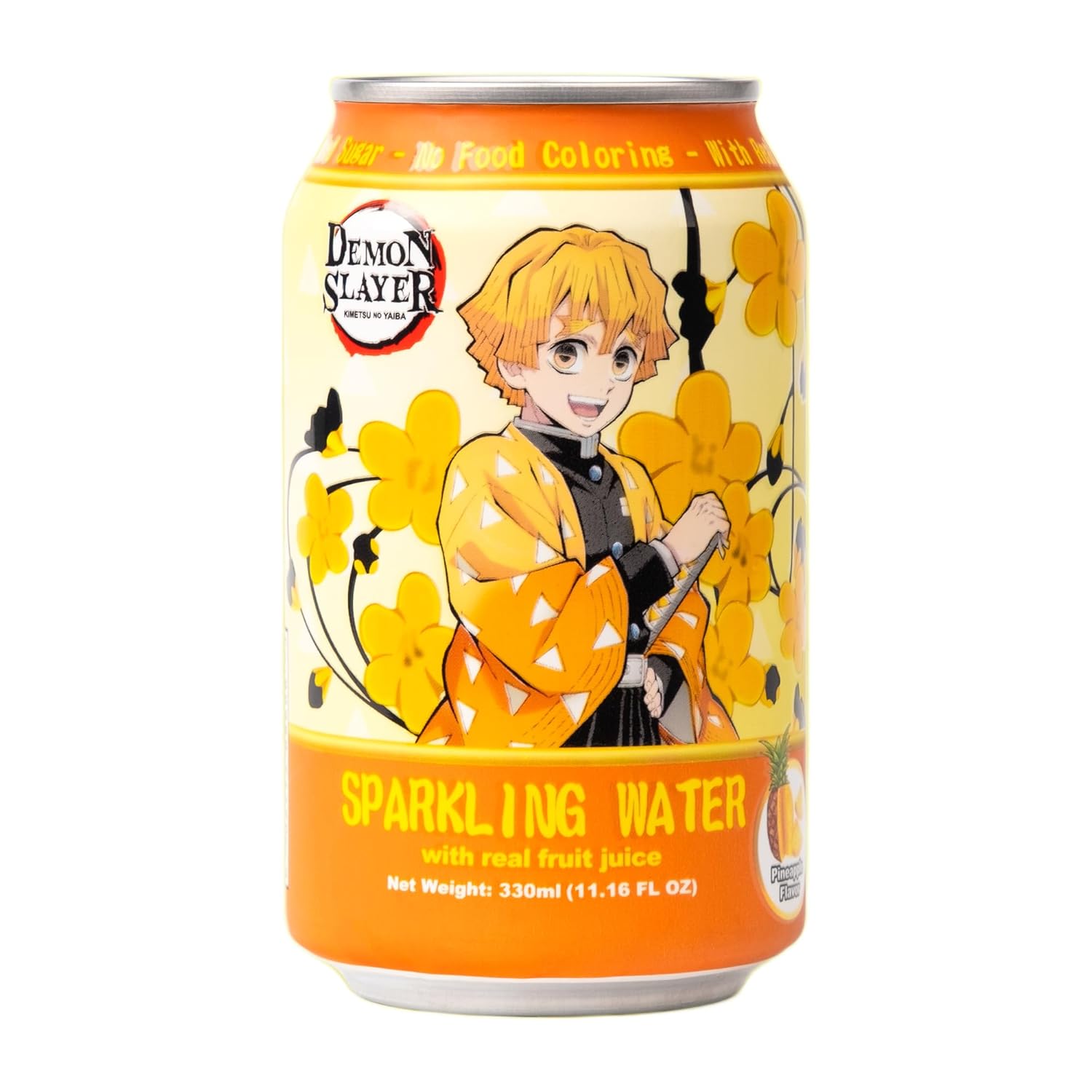 Demon Slayer Pineapple Sparkling Water – 11.16 fl oz (330 ml) Cans – Zenitsu Agatsuma Collectible Anime Drink (1 Can) Main image